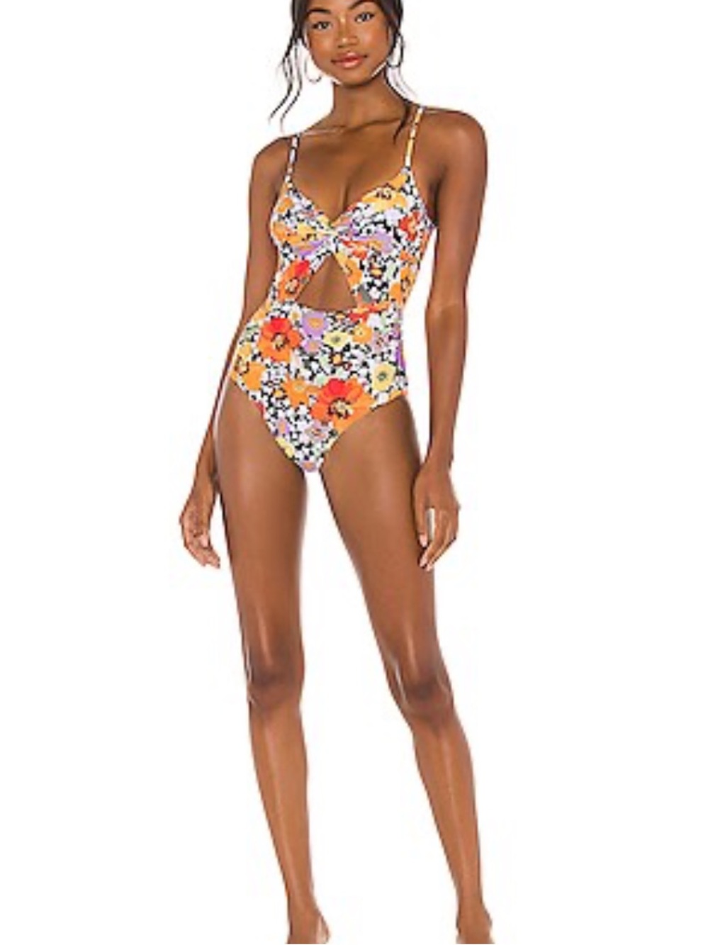 l*space Meadow Floral One-Piece Swimsuit - Orange Pink Yellow Green